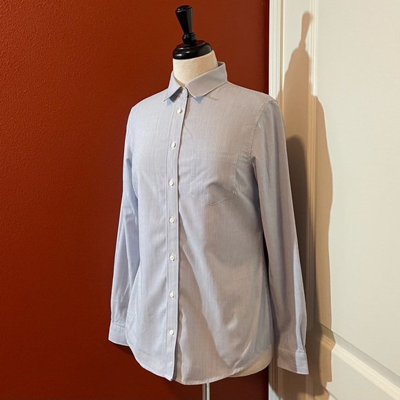 Wool & Prince Tops - Wool & Prince Women’s Classic Merino Fitted Micro Striped Pocket Dress Shirt